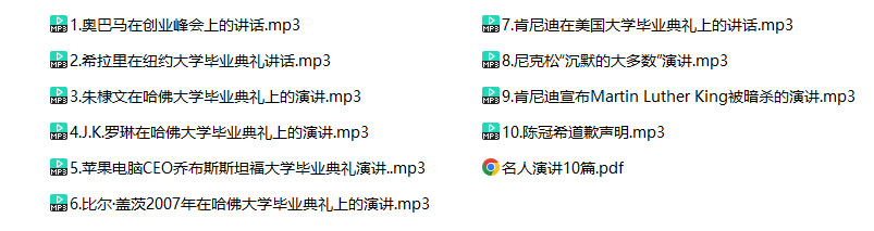 英语八级名人演讲10篇音频