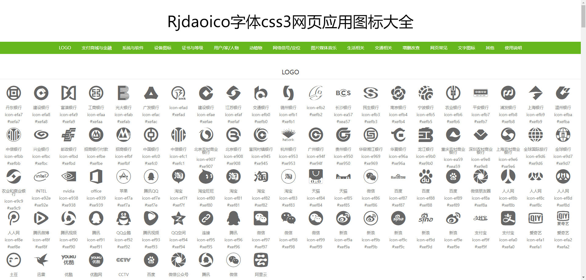 Rjdaoico字体css3网页应用图标大全